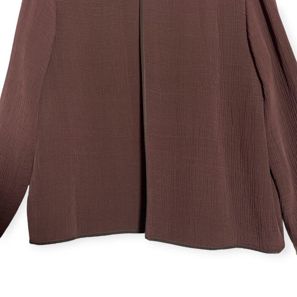 Eileen Fisher Silk Sponge Open Jacket SIZE S Maroon Brown Magnetic Collar Coat - Picture 4 of 8
